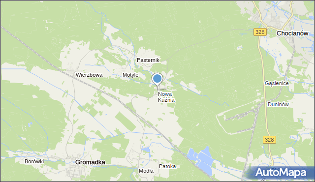 mapa Nowa Kuźnia, Nowa Kuźnia gmina Gromadka na mapie Targeo